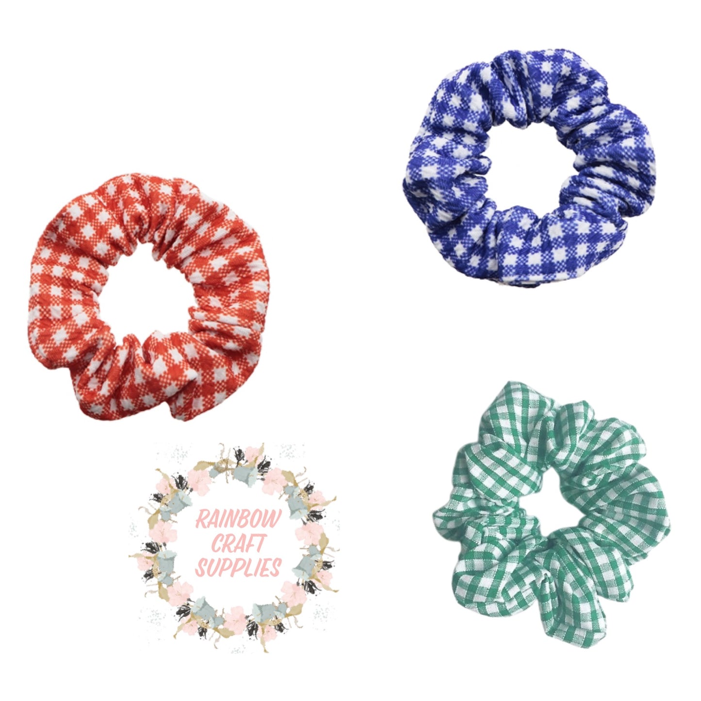 Back to school gingham bullet scrunchies (3 colours)