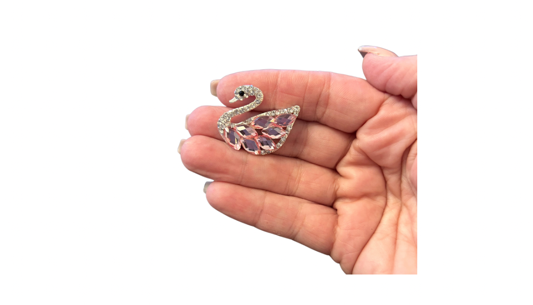 Pink Rhinestone swan flatback