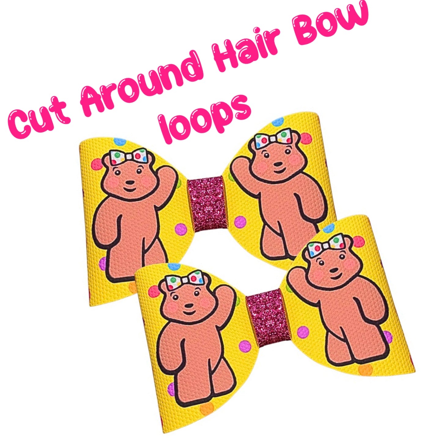 7 Blush inspired  cut around hairbow loops 3.5”(Available in leatherette or canvas