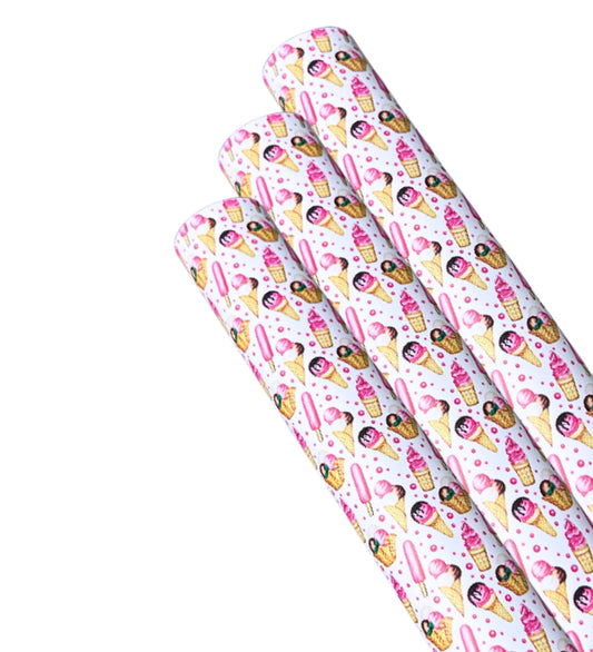 Ice cream Treats smooth patterned leatherette fabric