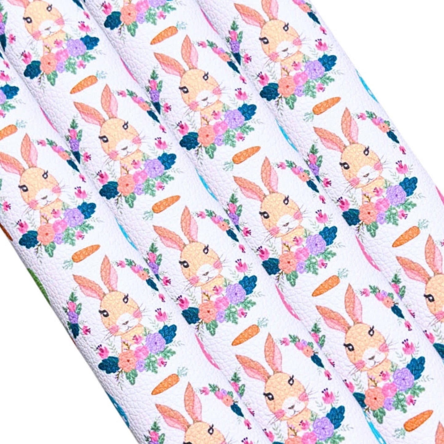 Cute Bunny wreath leatherette fabric A4