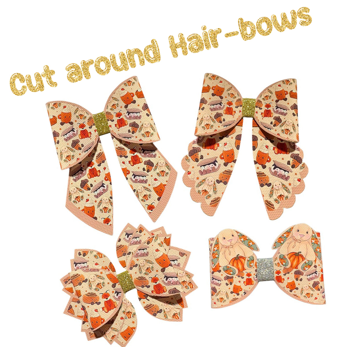 Autumn Jelly Plush Cut around hair bow making sets 3.5”(choice of bow shape)