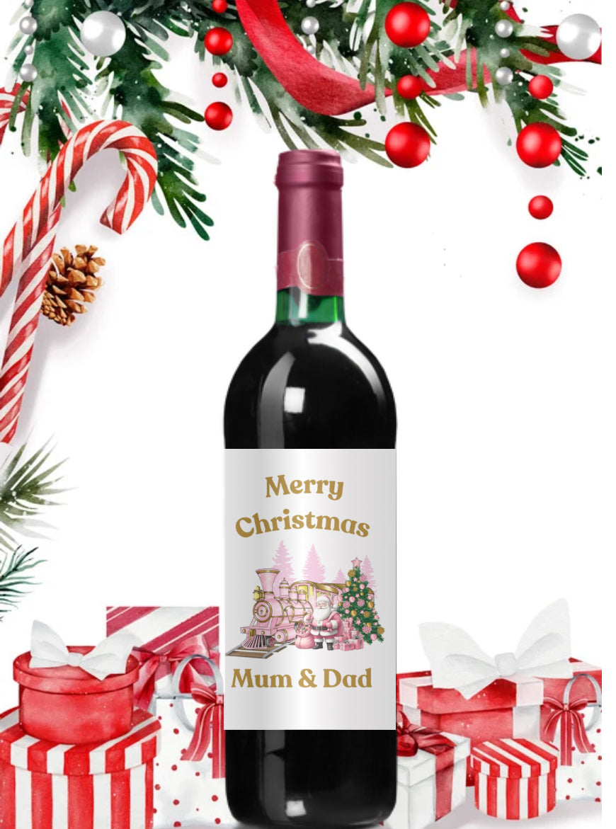 Merry Christmas Mum /Dad /mum & dad self adhesive wine bottle labels