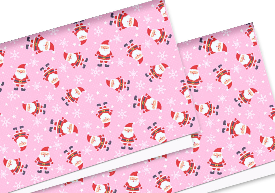 Santa Christmas theme In house printed  leatherette fabric A4