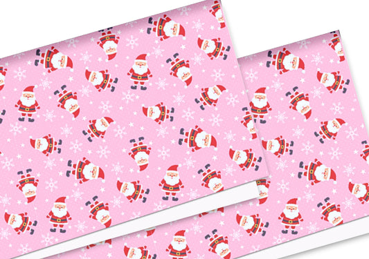 Santa Christmas theme In house printed  leatherette fabric A4