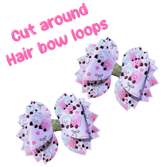 4 x printed in house Leatherette bow loops and Fan Tails 3.5” Kawaii squishy