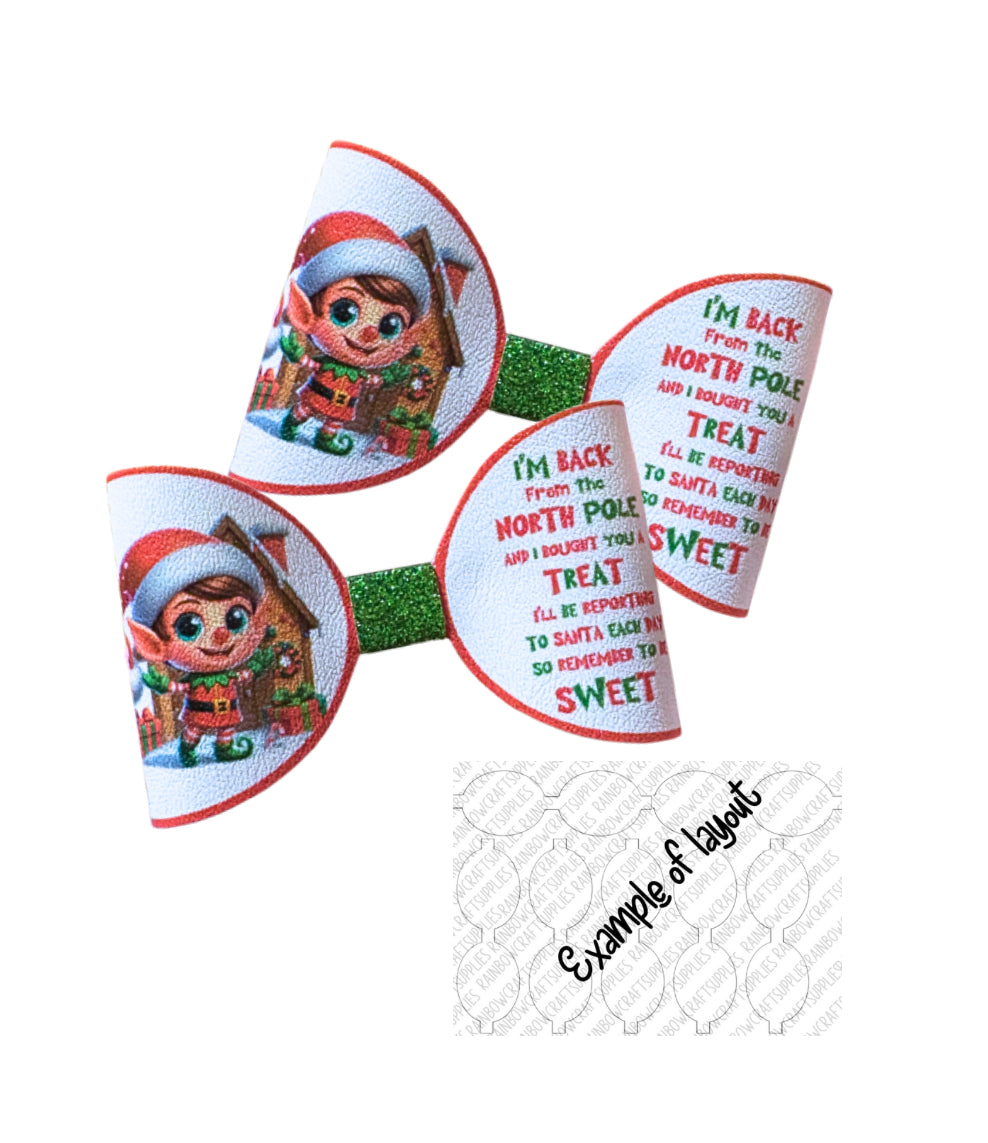 7 x Santa’s Elf leatherette hair bow loops 3.5”