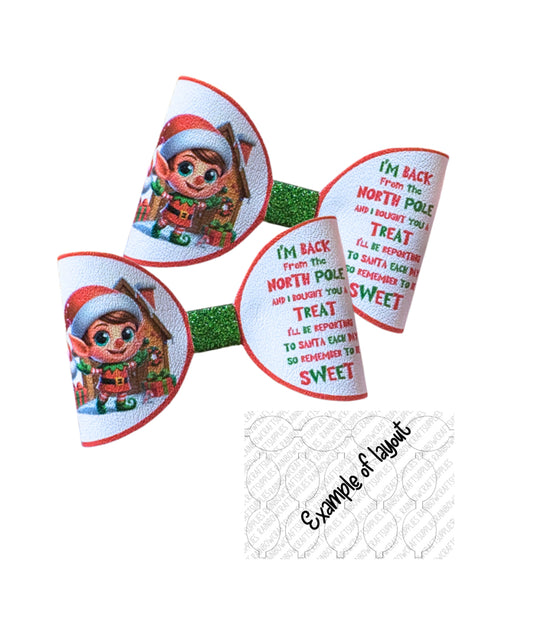 7 x Santa’s Elf leatherette hair bow loops 3.5”