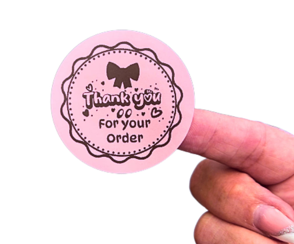 20 x Large Pink 50x50mm thankyou stickers