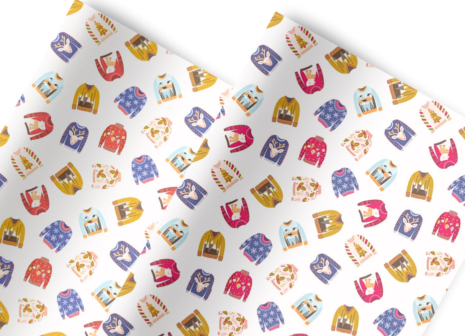 Christmas Jumper Day theme In house printed  leatherette fabric A4