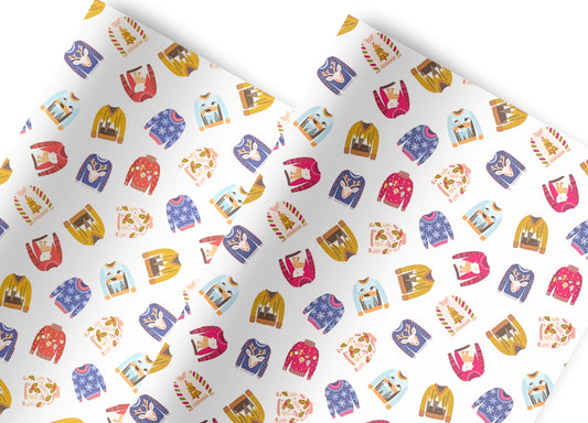 Christmas Jumper Day theme In house printed  leatherette fabric A4