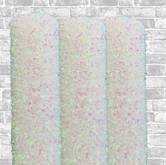 White shimmer Tinsel glitter fabric A4