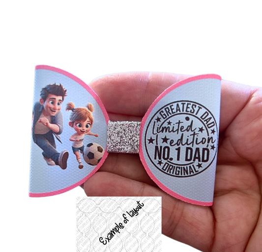 7 x Father’s Day themed  pre printed canvas hair bow loops 3.5”