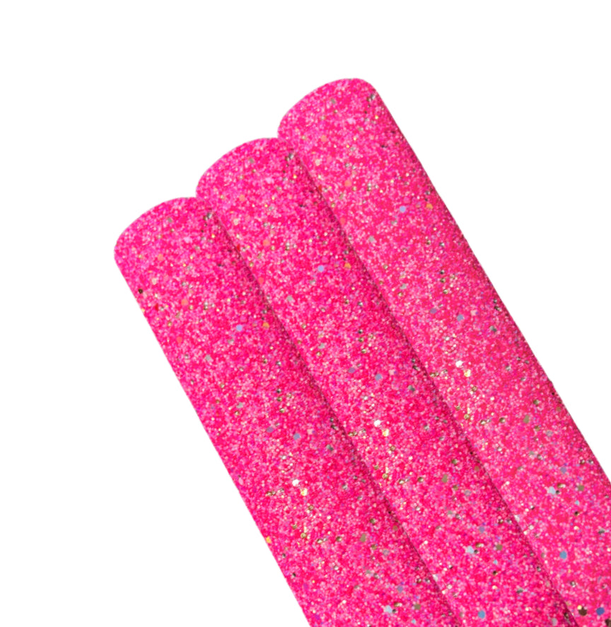 Hot pink premium chunky glitter fabric