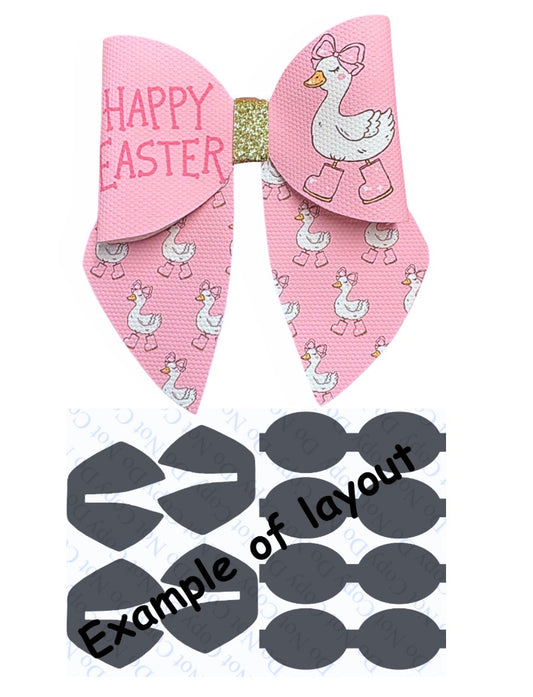 4 piece Happy Easter   leatherette bow loops and Sailor Tails 3.5”