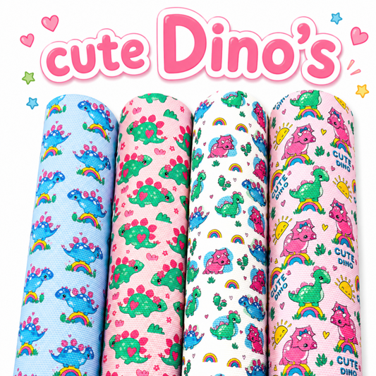 4 Pice Cute Dino’s themed canvas fabric A4