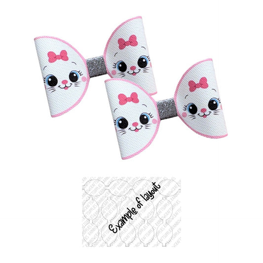 7 x Kitty cat themed canvas Hair bow loops 3.5”