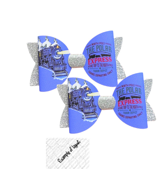 Polar Express Christmas pre printed canvas hair bow loops x 7