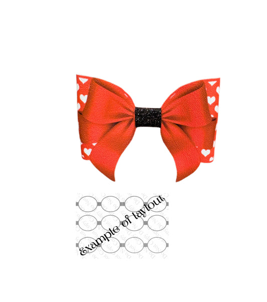 6  x valentines Day 3D themed pre printed canvas hair bow making loops 3.5” little miss heartbreaker