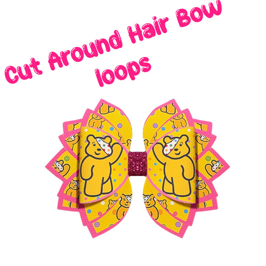 4 Pudsey inspired themed Cut around hairbow bow loops and Stacked tails 3.5