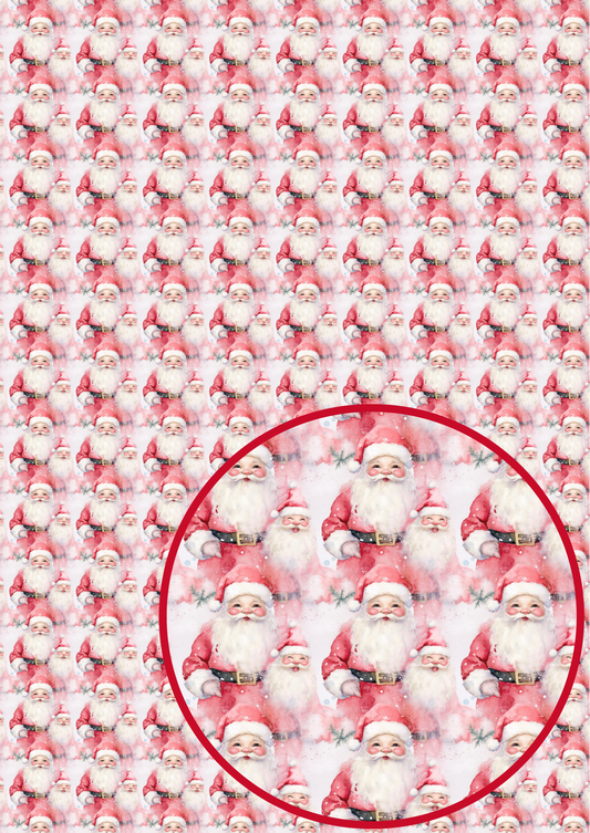 Vintage  Santa printed 280gsm canvas fabric A4