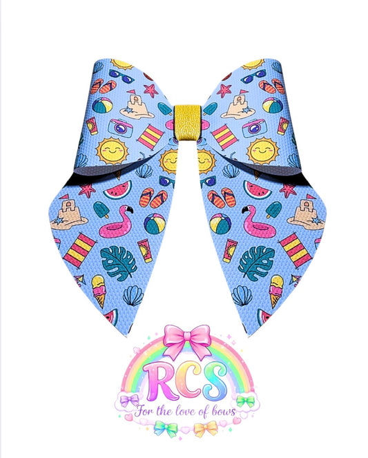 4 x printed in house Leatherette cut around bow loops and sailor Tails 3.5” Beach days