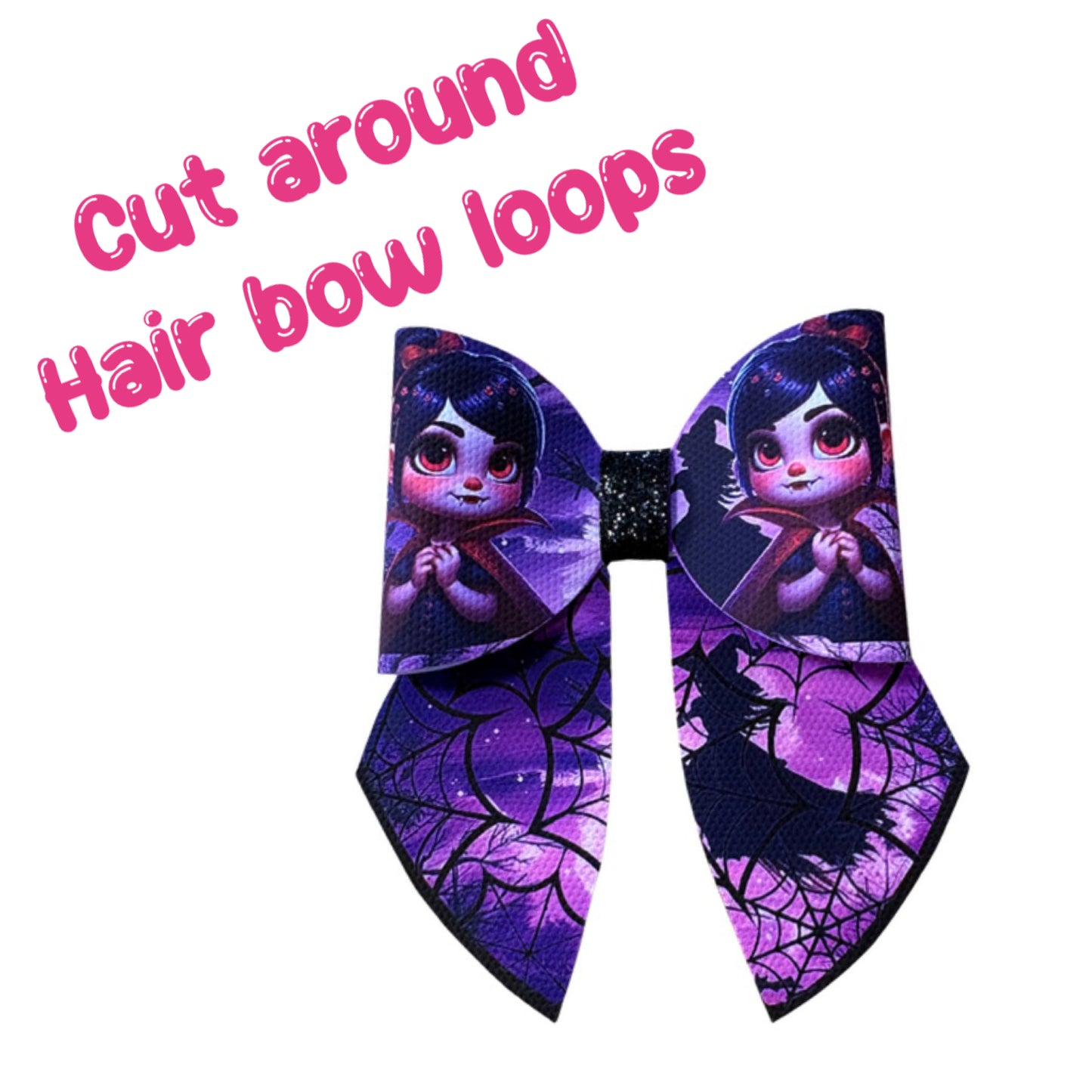 4 x spooky Vampire theme cut around canvas sailor bows 3.5”