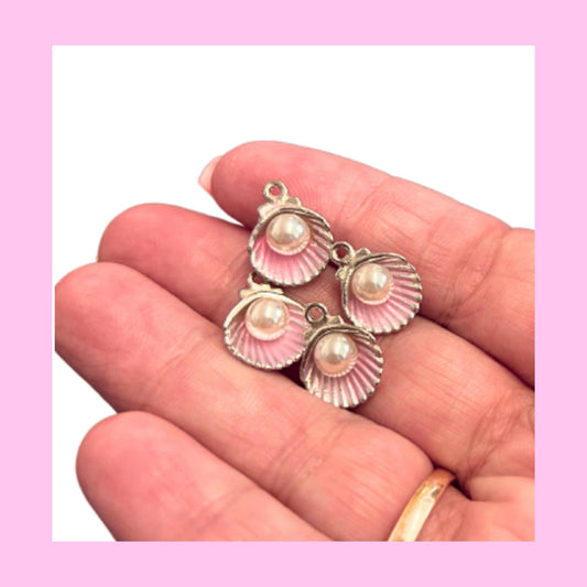 Sea Oyster pearl shell charm pink