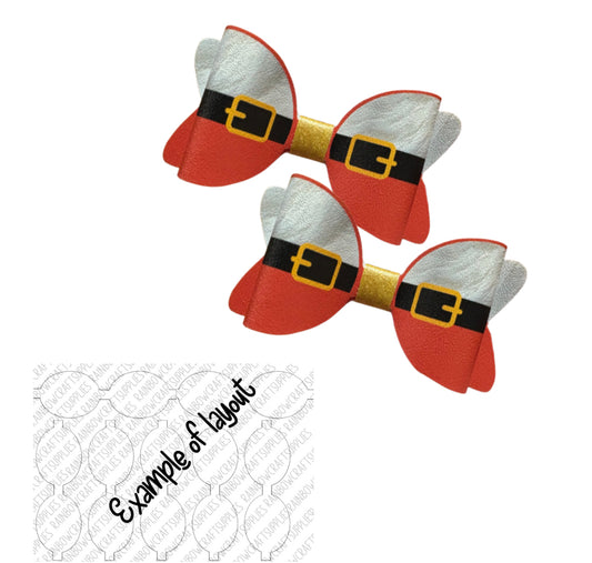 4 x Santa’s Belt Full Christmas themed hair bow loops 3.5” “ including tales and centre strips”