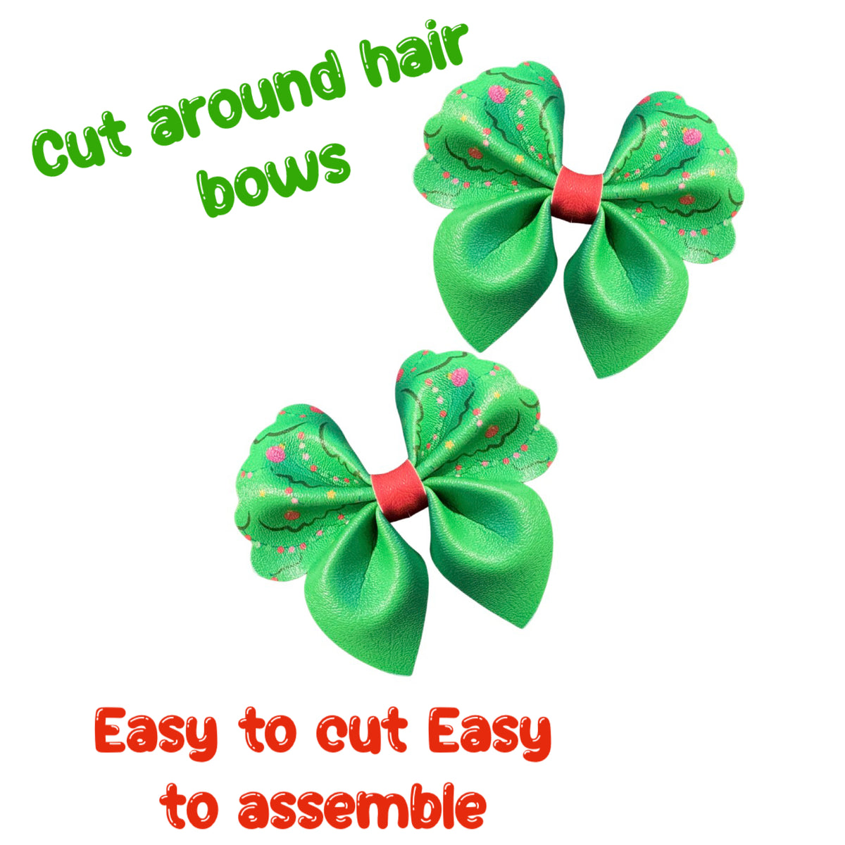 4 x Cut around Pinch bow set 3.5” Christmas tree