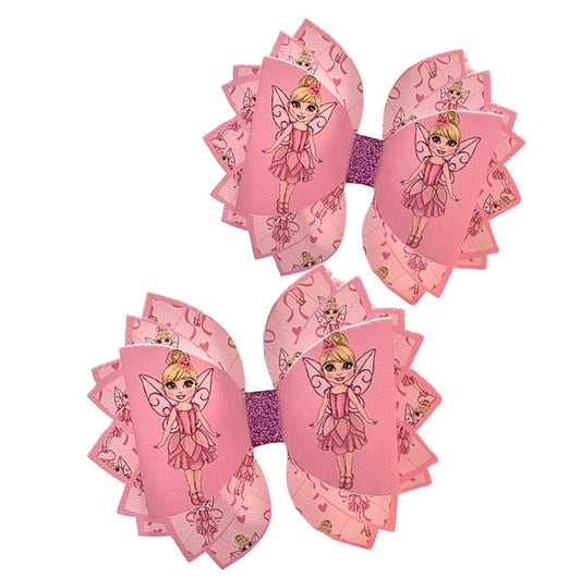 4 x printed in house Leatherette cut around bow loops and Fan Tails 3.5” Fairies