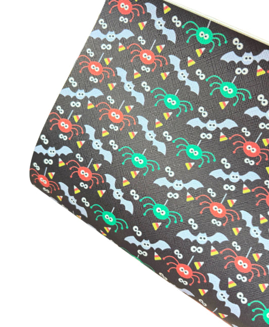 Neon spider  theme leatherette fabric A4 End of Line