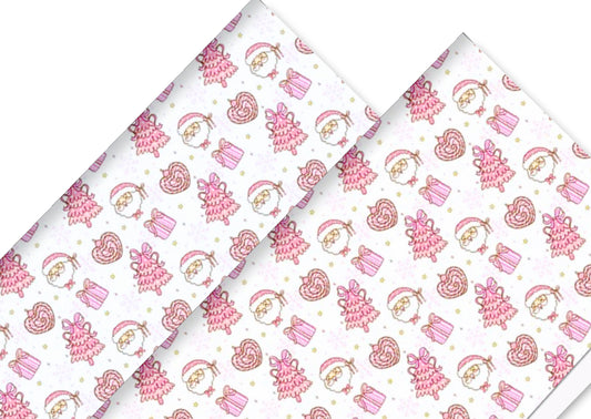 Christmas scene theme In house printed  leatherette fabric A4