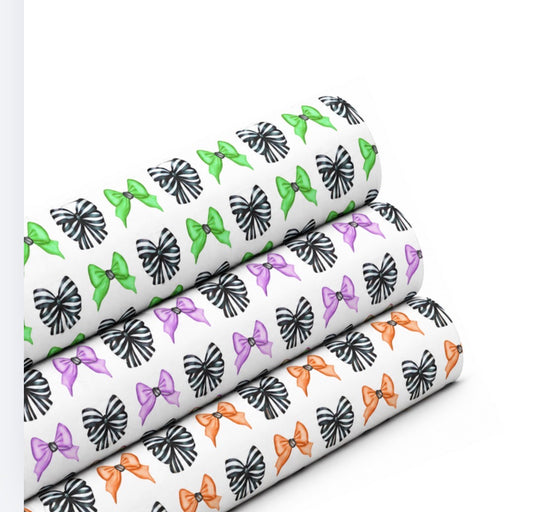 Halloween bow In house printed  leatherette fabric A4 (3 colours )