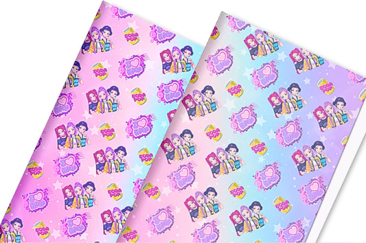 Demon Soda Pop Girls In house Printed leatherette fabric A4