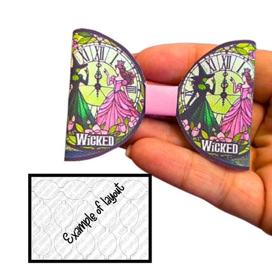Good witches themed pre printed canvas bow loops x 7 (3.5”) Wicked