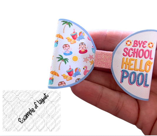 7 x Summer Holiday  printed canvas bow loops 3.5”