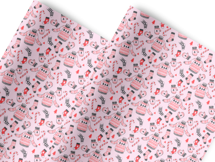 Christmas Ugly Jumper theme In house printed  leatherette fabric A4
