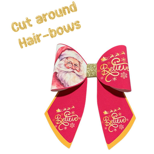 4 x Cut around Sailor  bow set 3.5” Santa Believe