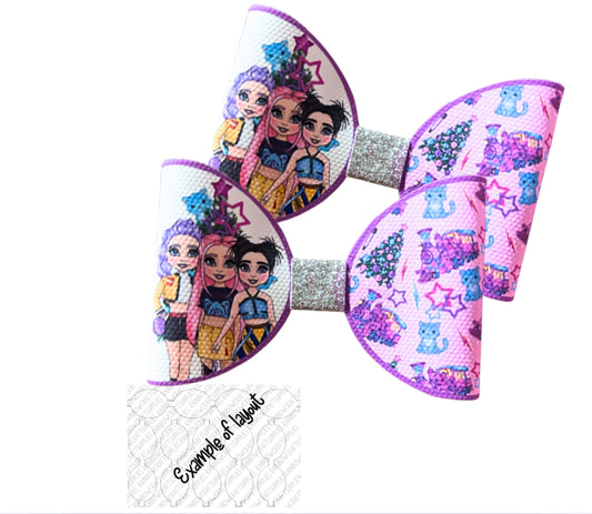 7 x Christmas Demon pop girls themed bow loops 3.5”