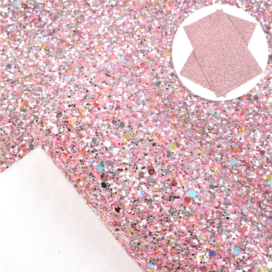 Fairy princess pink chunky glitter fabric A4