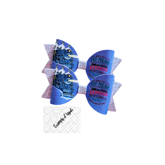 7 x Polar Express theme  leatherette hair bow loops 3.5”