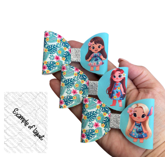 8 x Ohana Alien girl canvas 3.5”bow loops