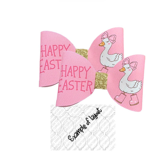 7 Silly goose theme pre printed canvas hair bow loops 3.5” A4 Happy Easter