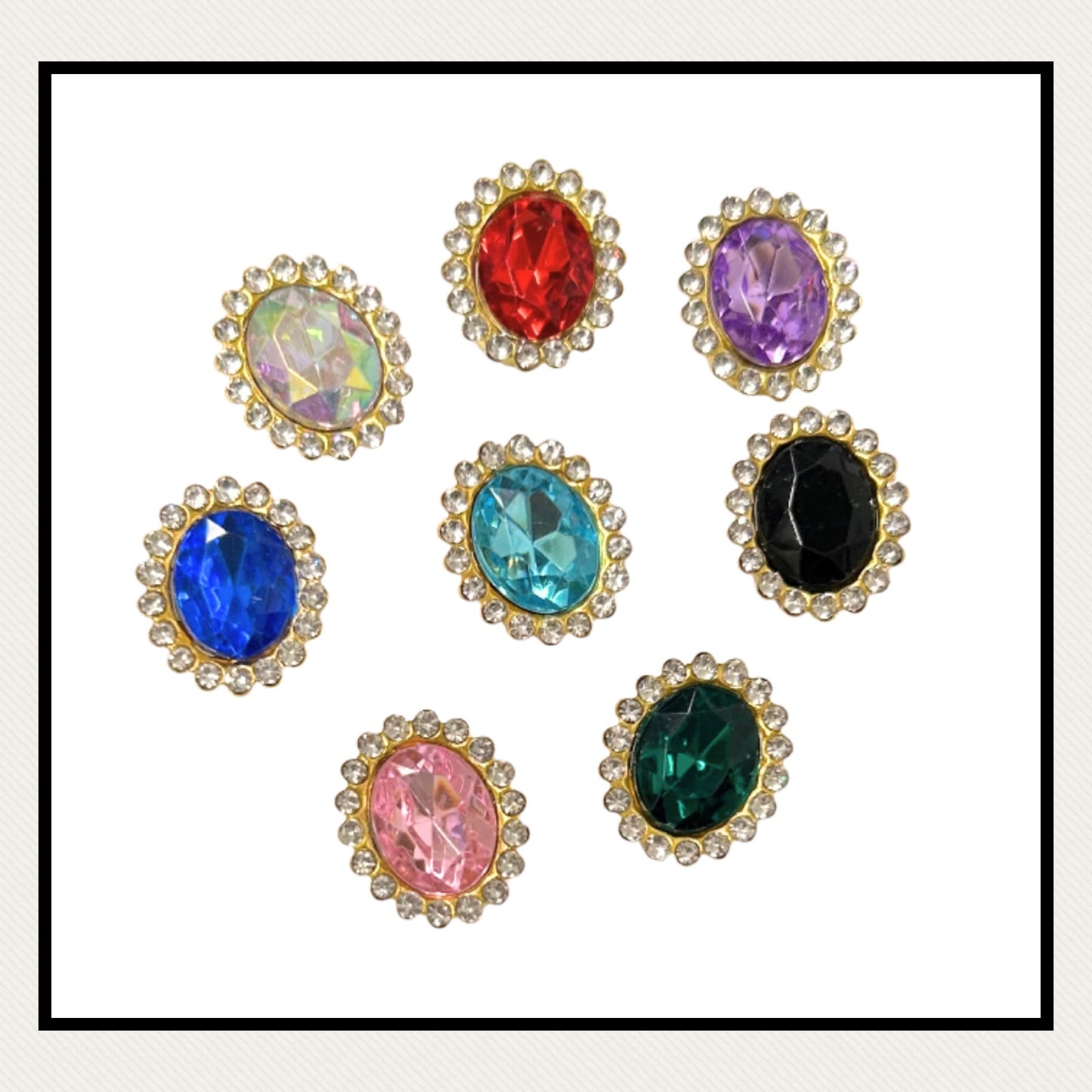 Oval Rhinestone bling flatback 18mm 10 pack mixed