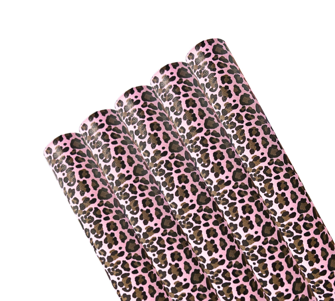 leopard print leatherette fabric soft backing A4 Animal print
