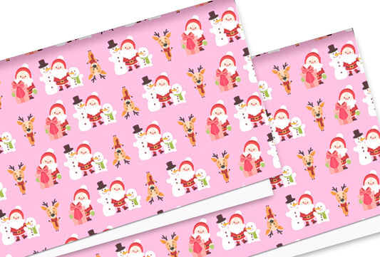Cute Christmas theme In house printed  leatherette fabric A4