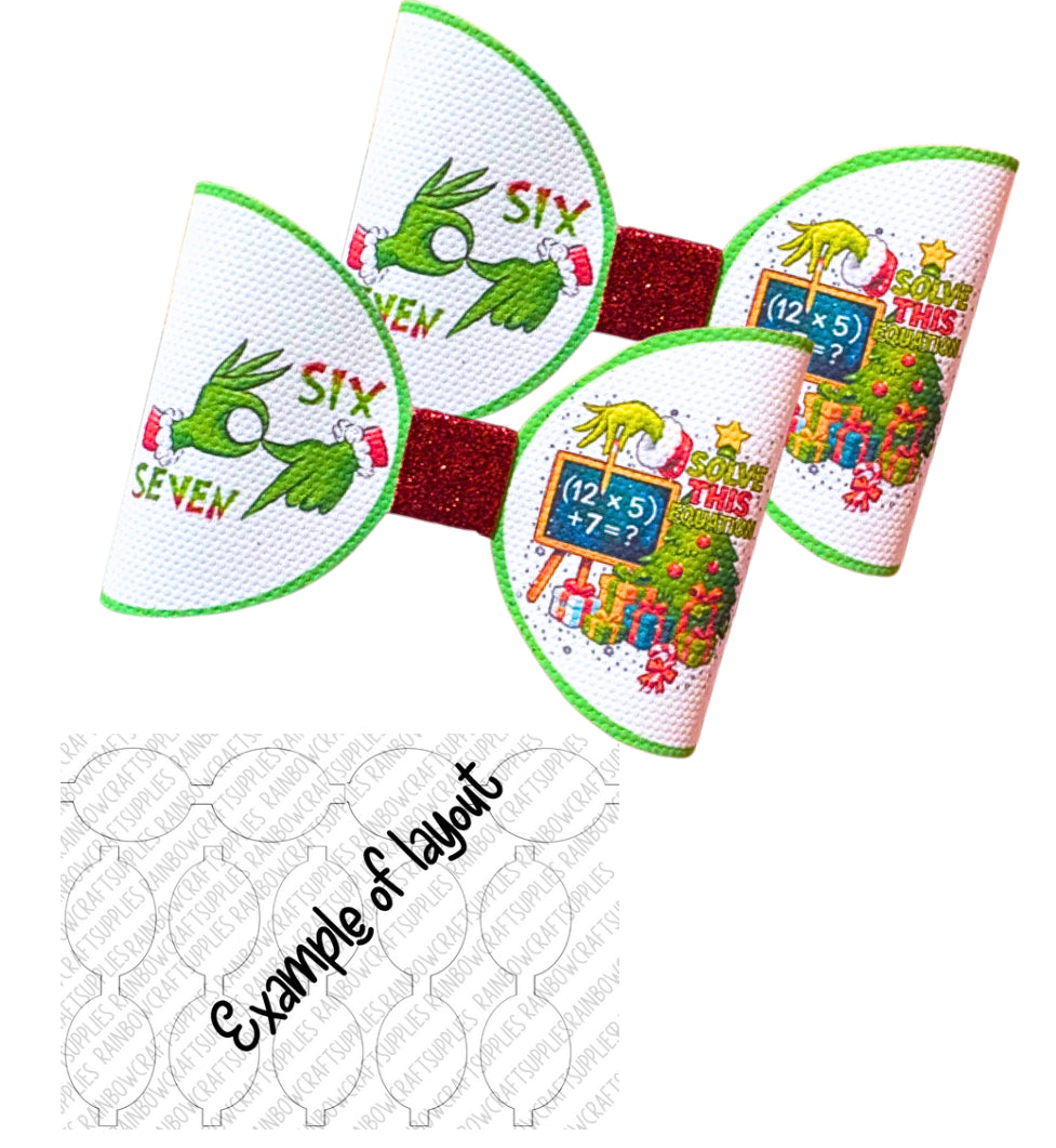 7 x christmas Grouchy  Meme 6 7  themed bow loops 3.5”
