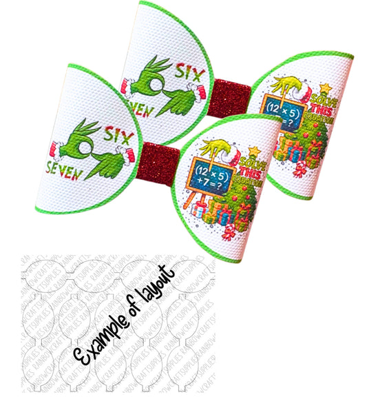 7 x christmas Grouchy  Meme 6 7  themed bow loops 3.5”