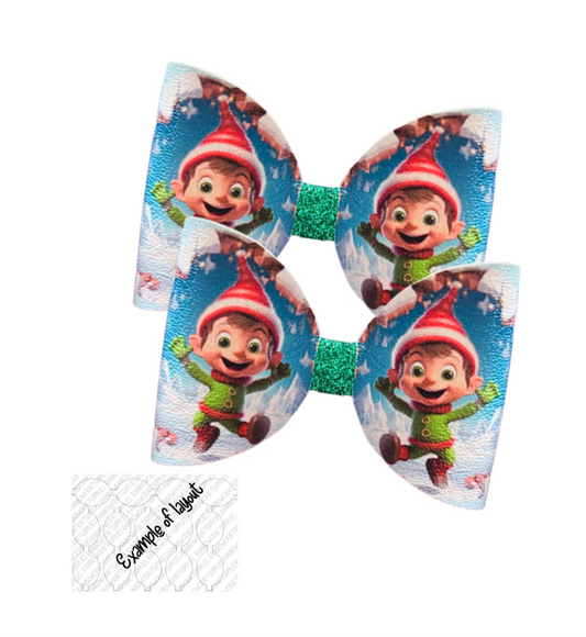 7 x Naughty Elf leatherette hair bow loops 3.5”
